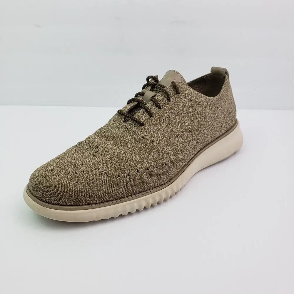 Cole Haan Grand OS Mens Size 8.5 Tan Brown Knit Formal Dress Sneaker Shoes C3544